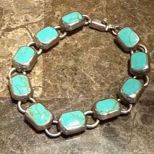 Turquoise and Silver Chain Bracelet